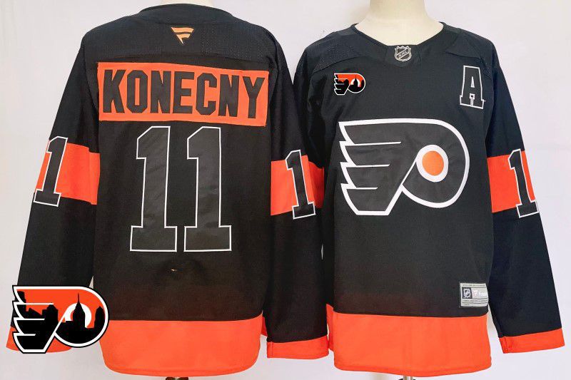 Men Philadelphia Flyers #11 Konecny Black Fanatics 2025 NHL Jersey style 4